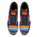 Tribal Mexican Serape Pattern Print High Top Leather Sneakers