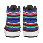 Tribal Mexican Serape Pattern Print High Top Leather Sneakers
