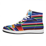 Tribal Mexican Serape Pattern Print High Top Leather Sneakers
