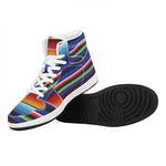Tribal Mexican Serape Pattern Print High Top Leather Sneakers