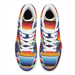 Tribal Mexican Serape Pattern Print High Top Leather Sneakers