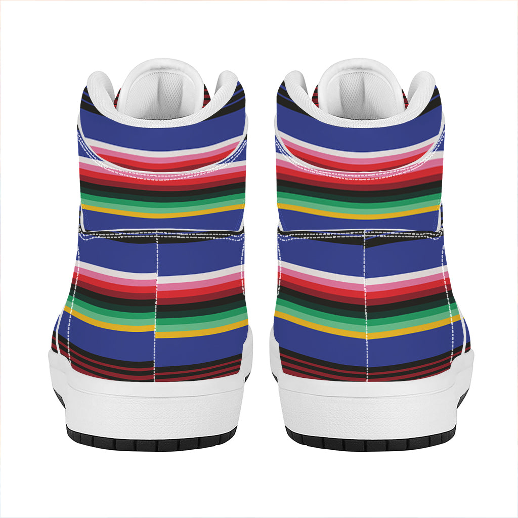 Tribal Mexican Serape Pattern Print High Top Leather Sneakers