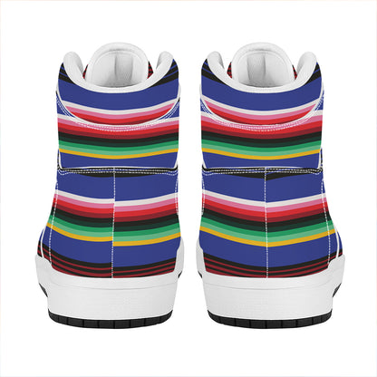 Tribal Mexican Serape Pattern Print High Top Leather Sneakers
