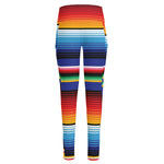 Tribal Mexican Serape Pattern Print High-Waisted Pocket Leggings