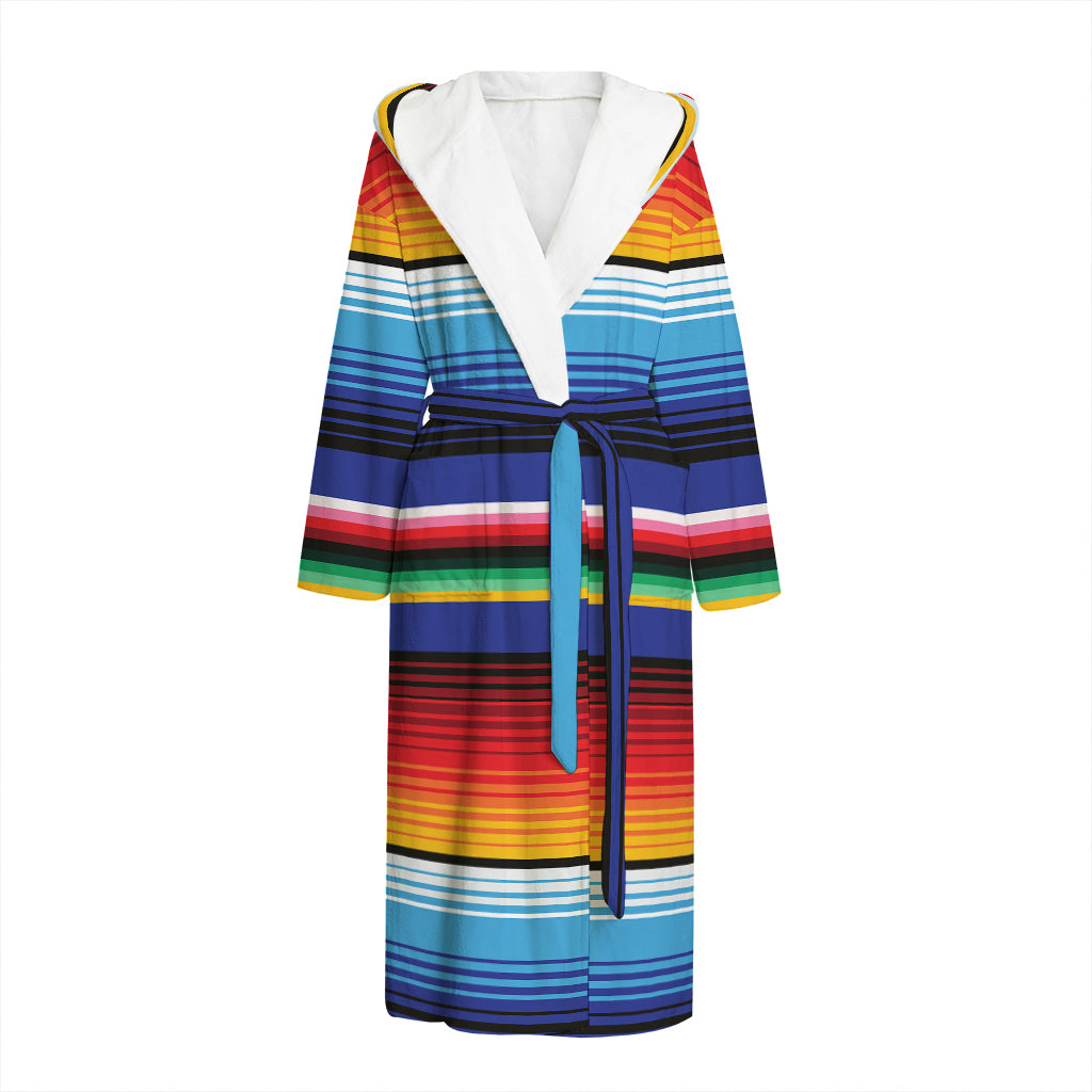 Tribal Mexican Serape Pattern Print Hooded Bathrobe