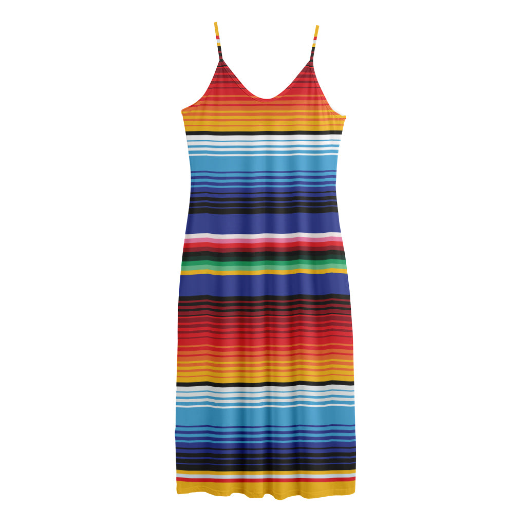 Tribal Mexican Serape Pattern Print Jersey Midi Cami Dress
