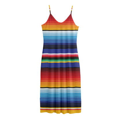 Tribal Mexican Serape Pattern Print Jersey Midi Cami Dress