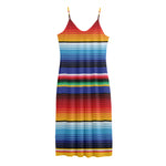 Tribal Mexican Serape Pattern Print Jersey Midi Cami Dress