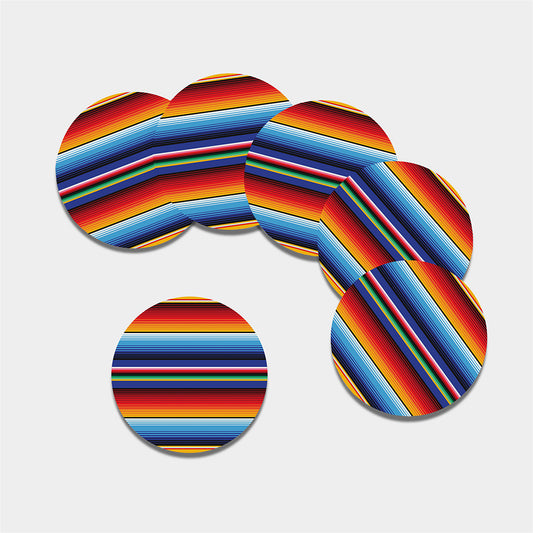 Tribal Mexican Serape Pattern Print Leather Coaster Set