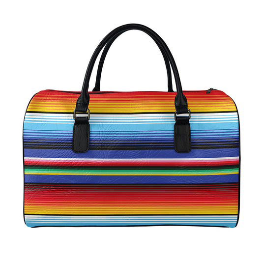 Tribal Mexican Serape Pattern Print Leather Duffle Bag