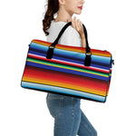 Tribal Mexican Serape Pattern Print Leather Duffle Bag