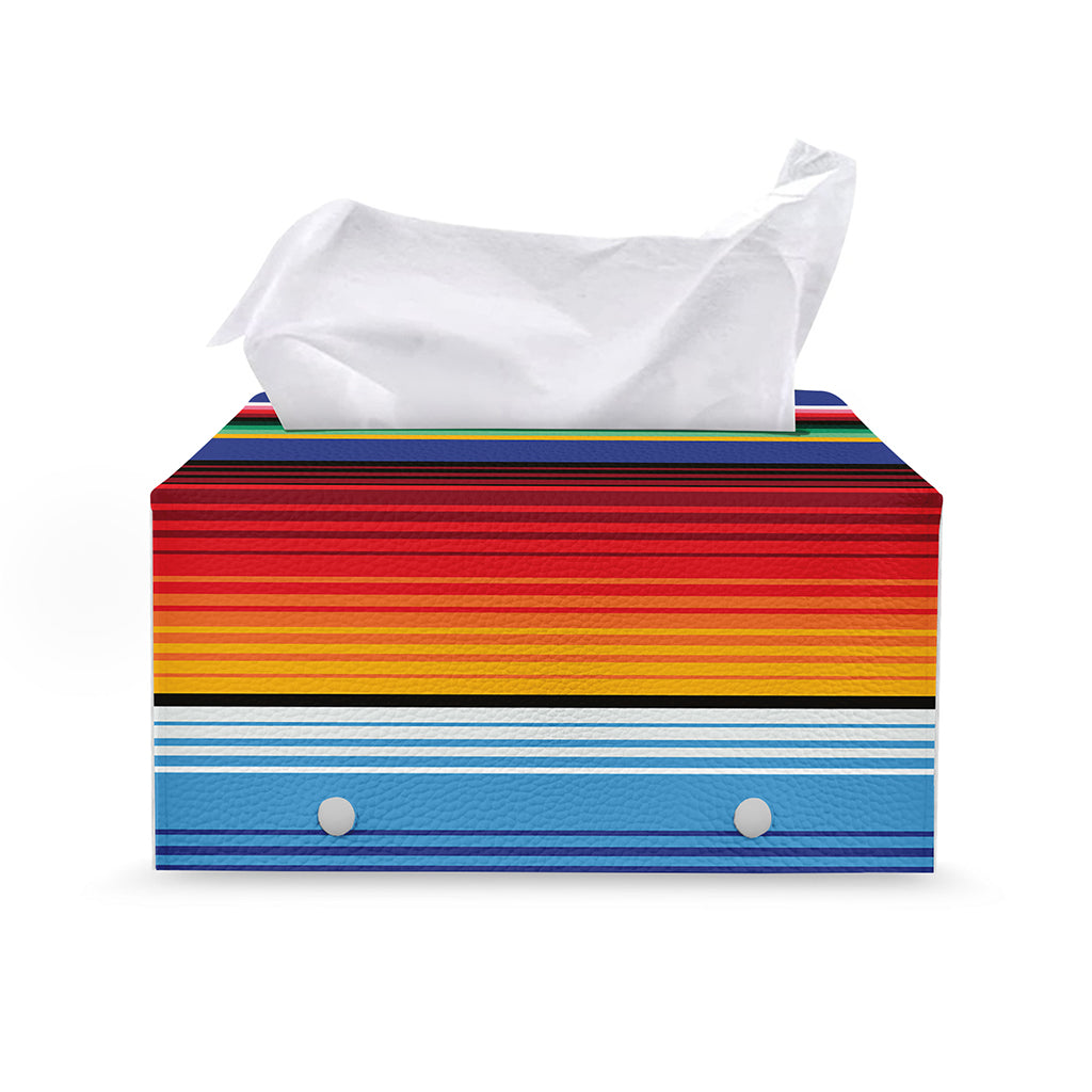 Tribal Mexican Serape Pattern Print Leather Tissue Box Cover