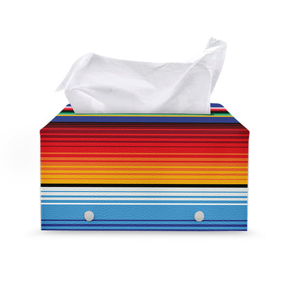 Tribal Mexican Serape Pattern Print Leather Tissue Box Cover