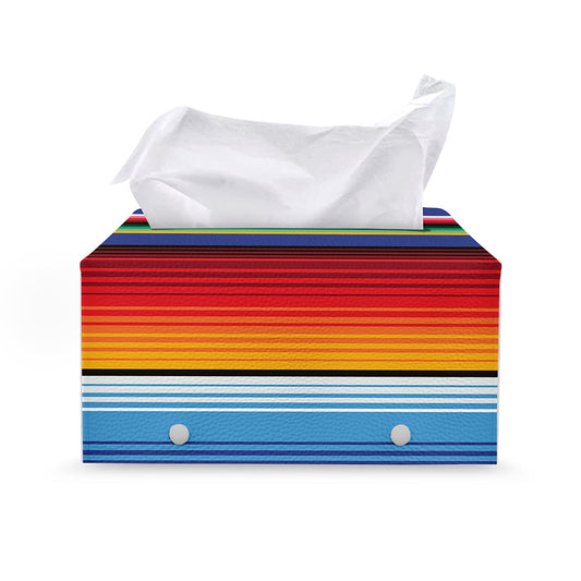 Tribal Mexican Serape Pattern Print Leather Tissue Box Cover
