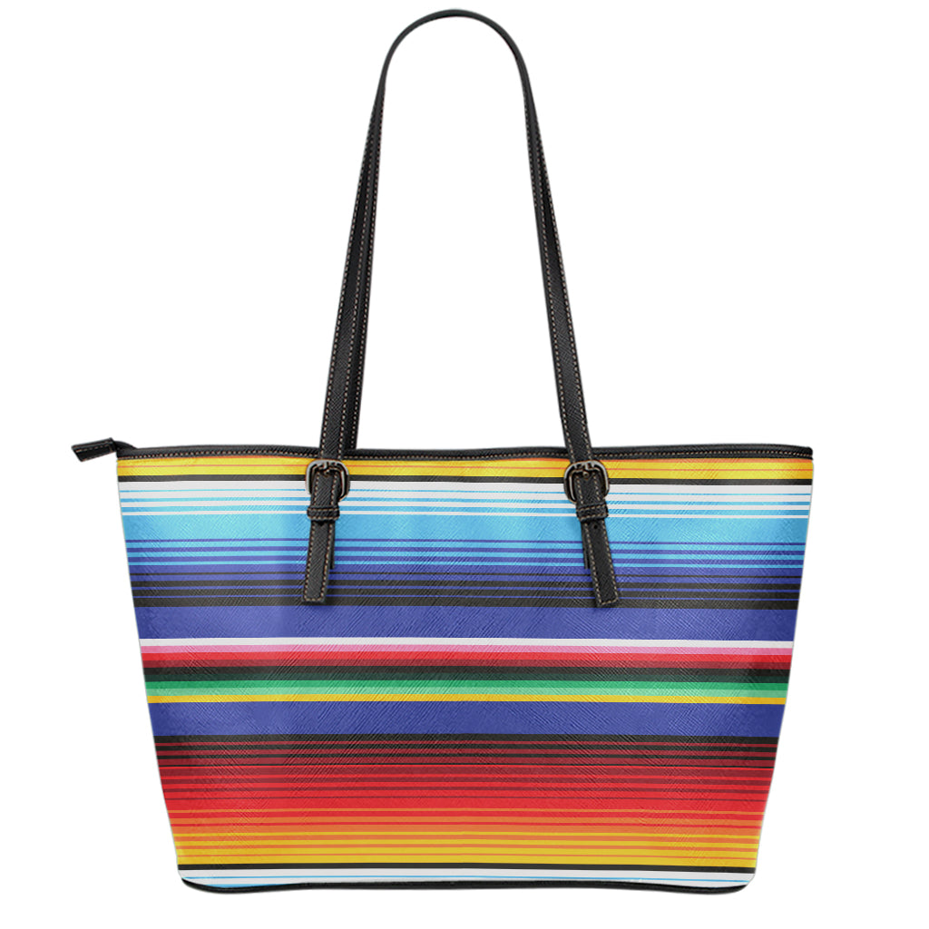 Tribal Mexican Serape Pattern Print Leather Tote Bag