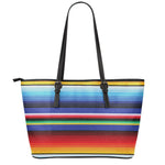 Tribal Mexican Serape Pattern Print Leather Tote Bag