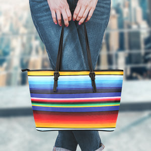 Tribal Mexican Serape Pattern Print Leather Tote Bag