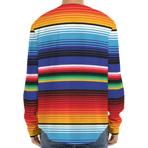 Tribal Mexican Serape Pattern Print Long Sleeve Baseball Jersey