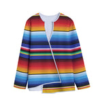 Tribal Mexican Serape Pattern Print Long Sleeve Short Coat