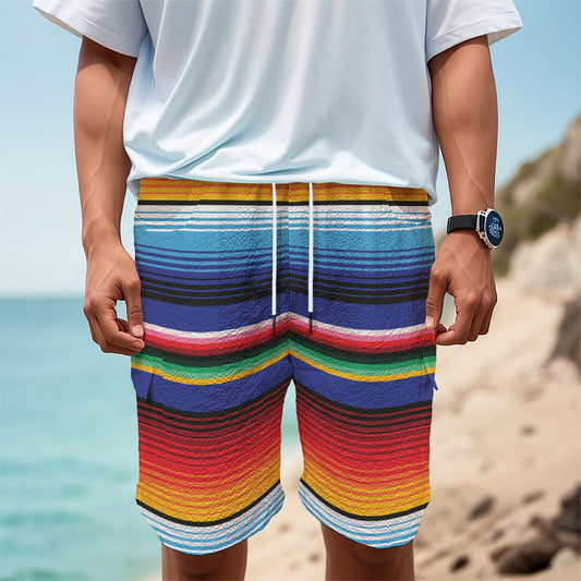 Tribal Mexican Serape Pattern Print Men's Cargo Shorts