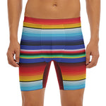 Tribal Mexican Serape Pattern Print Men's Long Boxer Briefs