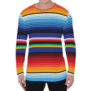 Tribal Mexican Serape Pattern Print Men's Long Sleeve T-Shirt