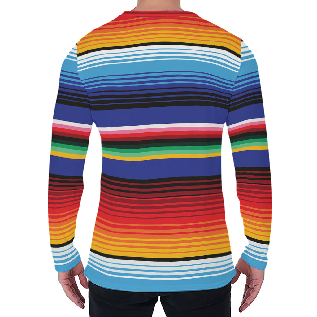 Tribal Mexican Serape Pattern Print Men's Long Sleeve T-Shirt