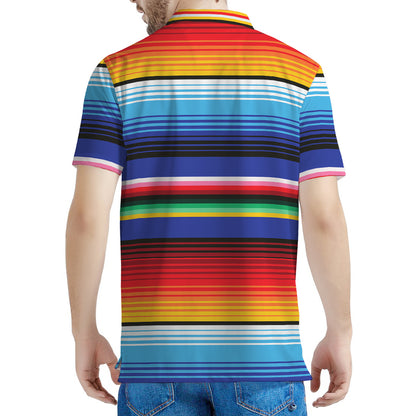 Tribal Mexican Serape Pattern Print Men's Polo Shirt