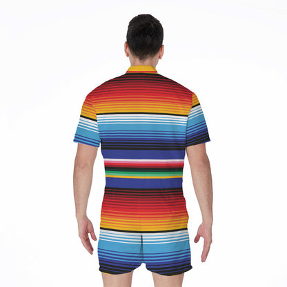Tribal Mexican Serape Pattern Print Men's Rompers