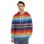 Tribal Mexican Serape Pattern Print Men's Velvet Pullover Hoodie