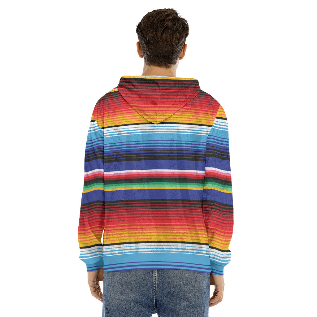 Tribal Mexican Serape Pattern Print Men's Velvet Pullover Hoodie