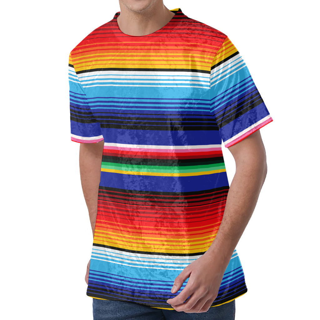Tribal Mexican Serape Pattern Print Men's Velvet T-Shirt