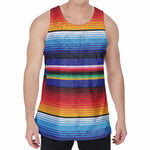 Tribal Mexican Serape Pattern Print Men's Velvet Tank Top