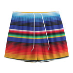 Tribal Mexican Serape Pattern Print Mesh Shorts