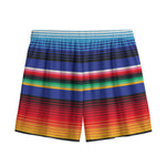 Tribal Mexican Serape Pattern Print Mesh Shorts