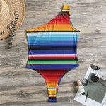 Tribal Mexican Serape Pattern Print One Shoulder Bodysuit