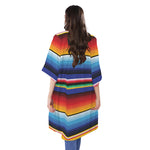 Tribal Mexican Serape Pattern Print Open Front Beach Cover Up