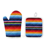 Tribal Mexican Serape Pattern Print Oven Mitt And Pot Holder Set