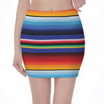 Tribal Mexican Serape Pattern Print Pencil Mini Skirt