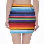 Tribal Mexican Serape Pattern Print Pencil Mini Skirt