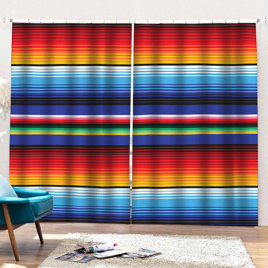 Tribal Mexican Serape Pattern Print Pencil Pleat Curtains
