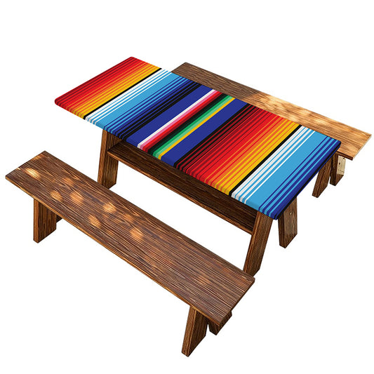 Tribal Mexican Serape Pattern Print Picnic Table Cover