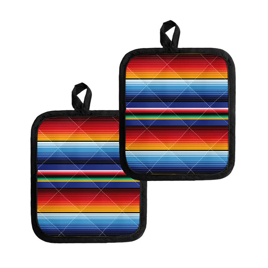 Tribal Mexican Serape Pattern Print Pot Holders