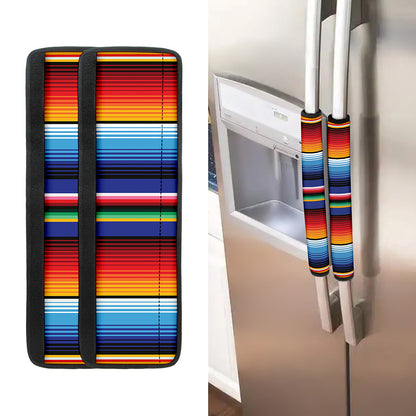 Tribal Mexican Serape Pattern Print Refrigerator Handle Covers