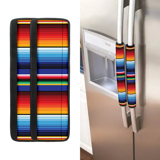 Tribal Mexican Serape Pattern Print Refrigerator Handle Covers