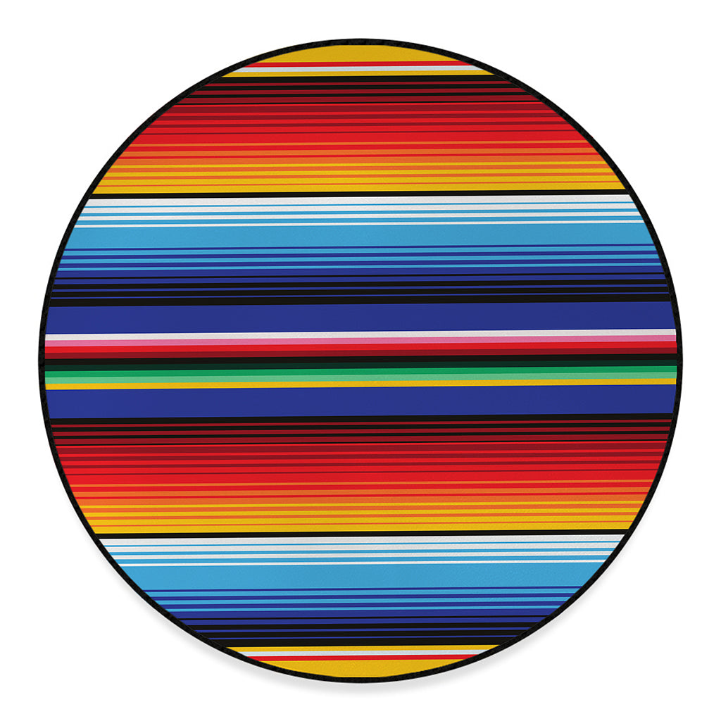 Tribal Mexican Serape Pattern Print Round Floor Mat