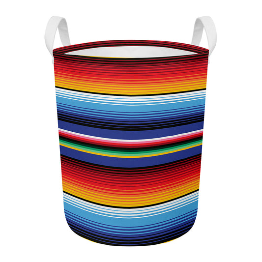 Tribal Mexican Serape Pattern Print Round Laundry Basket