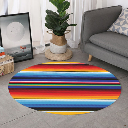 Tribal Mexican Serape Pattern Print Round Rug