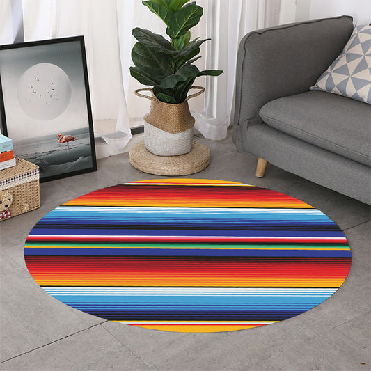 Tribal Mexican Serape Pattern Print Round Rug