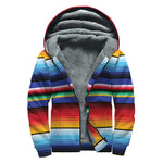 Tribal Mexican Serape Pattern Print Sherpa Lined Zip Up Hoodie